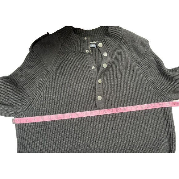 Banana Republic Mens Black Size XL 1/4 Snap Zip Sweater 100% Wool Ribbed Soft - Picture 8 of 12